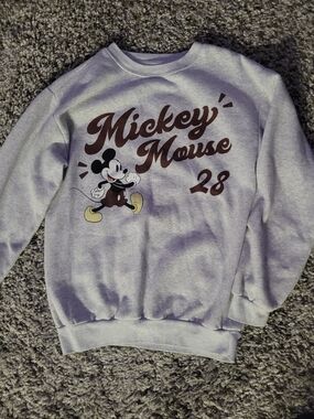 Disney Mickey Mouse XS 0-2 Crewneck in Light Gray with Maroon Print